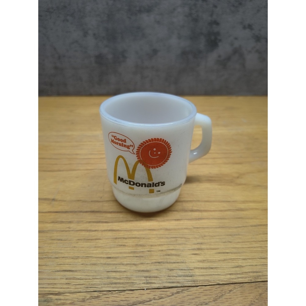 Vintage McDonalds Good Morning Coffee Mug Fire King Anchor Hocking Mug Glass
